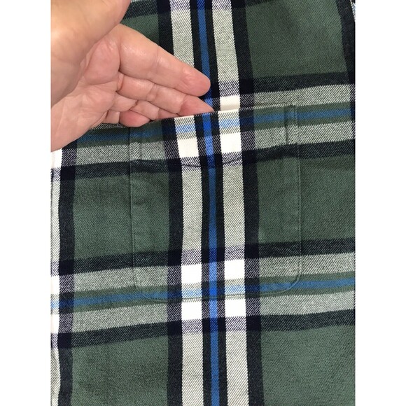 Lands’ End Flannel Shirt Mens L Button Down Green Multi Plaid Pocket Workwear - Picture 4 of 13